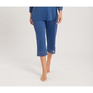 Hanro Women's Moments Cropped Pajama Pants, True Navy, Size L 0255